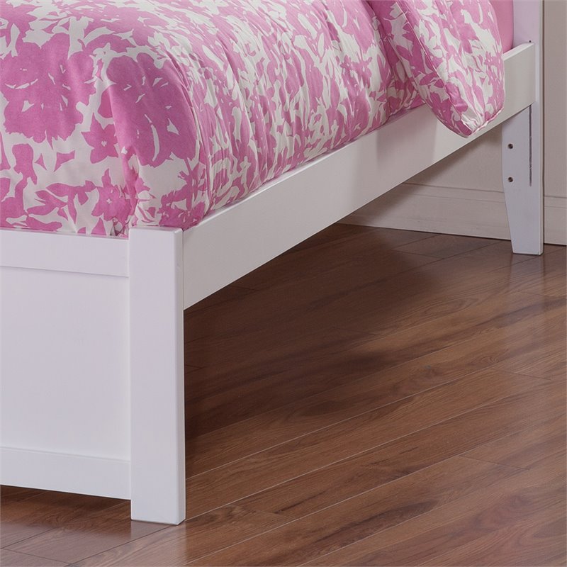 Mission Twin XL Wood Platform Bed with Footboard and Storage Drawers in White