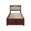 Mission Twin XL Wood Platform Bed with Footboard and Storage Drawers in Walnut