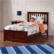 Mission Twin XL Wood Foundation Bed with Matching Footboard in Walnut