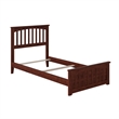 Mission Twin XL Wood Foundation Bed with Matching Footboard in Walnut