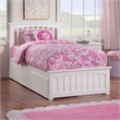 Mission Twin XL Platform Bed with Matching Footboard & Storage Drawers in White