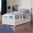 Mission Twin Wood Platform Bed with Matching Footboard & Twin Trundle in White