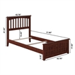 Mission Twin Wood Foundation Bed with Matching Footboard in Walnut