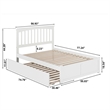 Mission Full Wood Platform Bed with Footboard and Twin Trundle in White