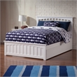 Mission Full Wood Platform Bed with Matching Footboard & Twin Trundle in White