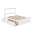 Mission Full Wood Platform Bed with Matching Footboard & Twin Trundle in White