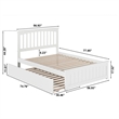 Mission Full Wood Platform Bed with Matching Footboard & Twin Trundle in White