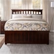 Mission Full Wood Platform Bed with Matching Footboard & Twin Trundle in Walnut