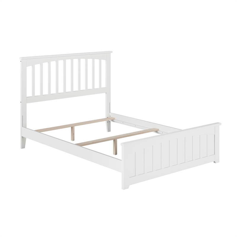 Mission Full Wood Foundation Bed with Matching Footboard in White