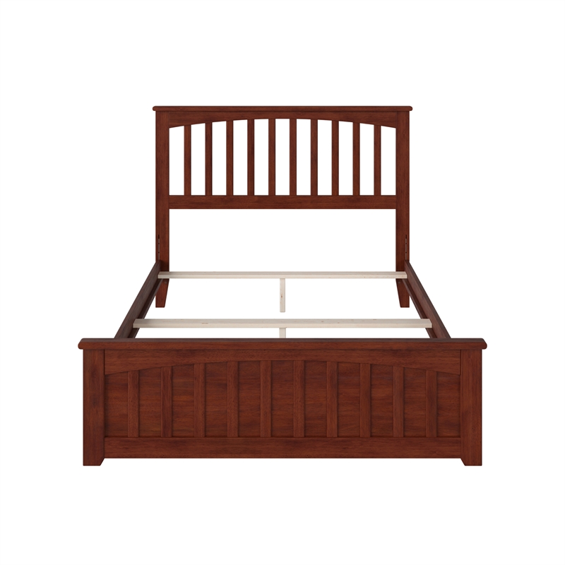 Mission Full Wood Foundation Bed with Matching Footboard in Walnut