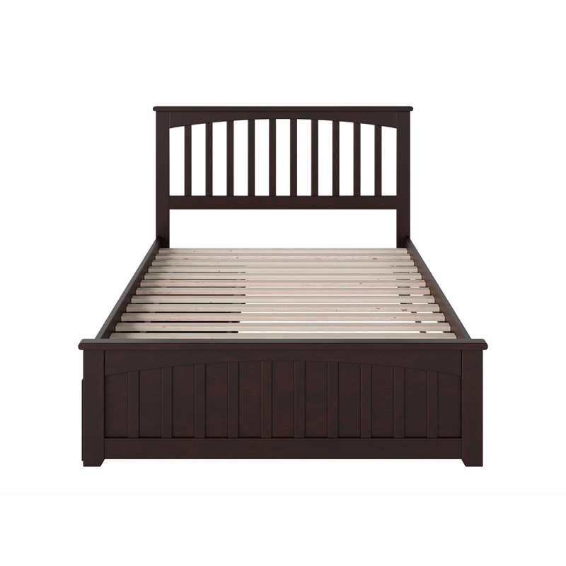 Mission Full Platform Bed with Matching Footboard & Storage Drawers in Espresso