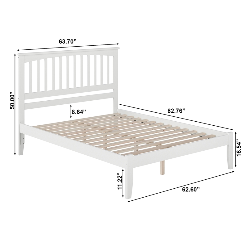 Mission Queen Solid Wood Platform Bed in White