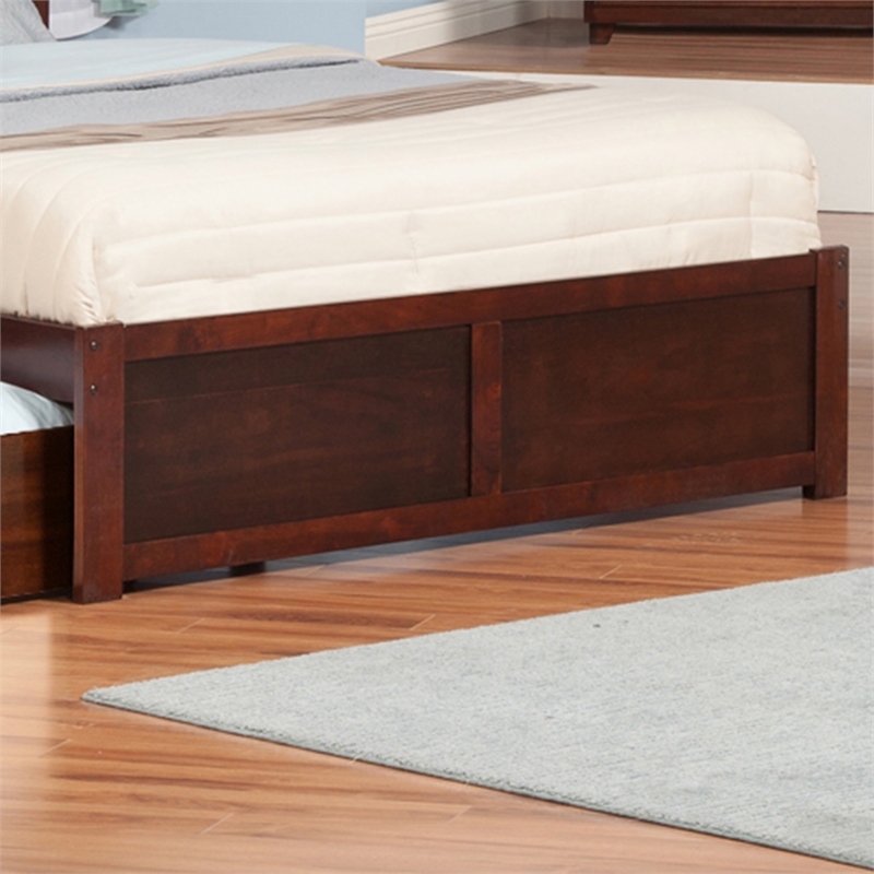 Mission Queen Wood Platform Bed with Footboard and Storage Drawers in Walnut