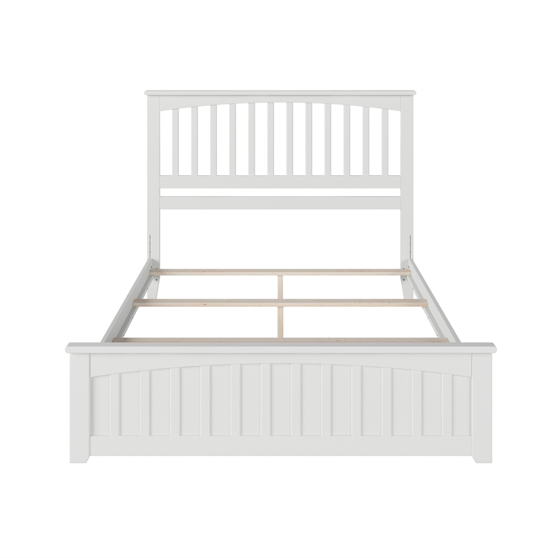 Mission Queen Wood Foundation Bed with Matching Footboard in White