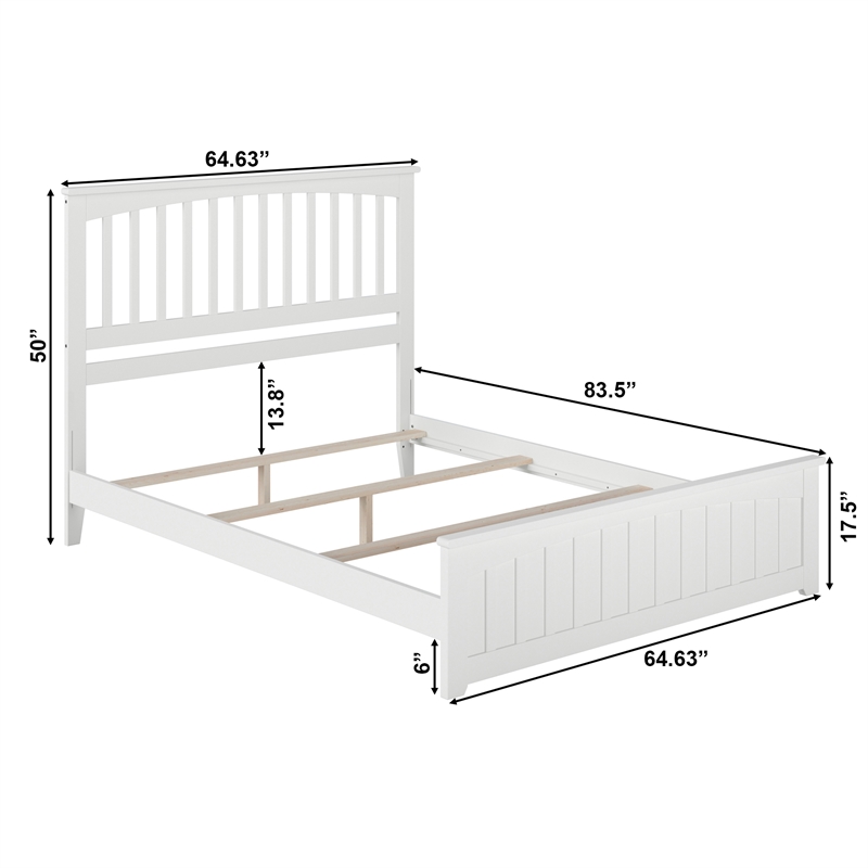 Mission Queen Wood Foundation Bed with Matching Footboard in White