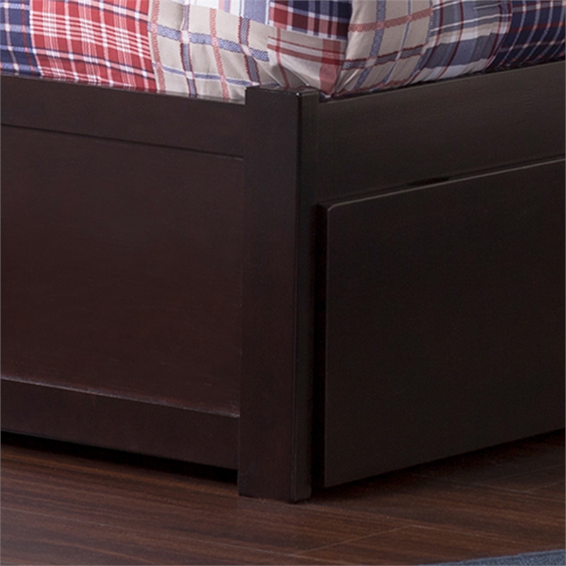 Richmond Twin XL Wood Platform Bed with Footboard & Storage Drawers in Espresso