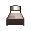 Richmond Twin XL Wood Platform Bed with Footboard & Storage Drawers in Espresso