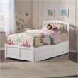 Richmond Twin XL Wood Platform Bed with Footboard & Storage Drawers in White