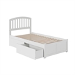 Richmond Twin XL Wood Platform Bed with Footboard & Storage Drawers in White