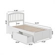 Richmond Twin XL Wood Platform Bed with Footboard & Storage Drawers in White