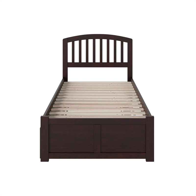 Richmond Twin Wood Platform Bed with Footboard and Twin Trundle in Espresso