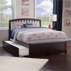 Richmond Full Wood Platform Bed with Footboard and Twin Trundle in Espresso