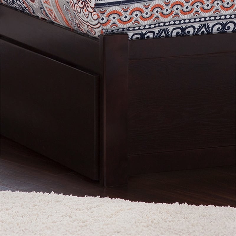Richmond Full Wood Platform Bed with Footboard and Storage Drawers in Espresso