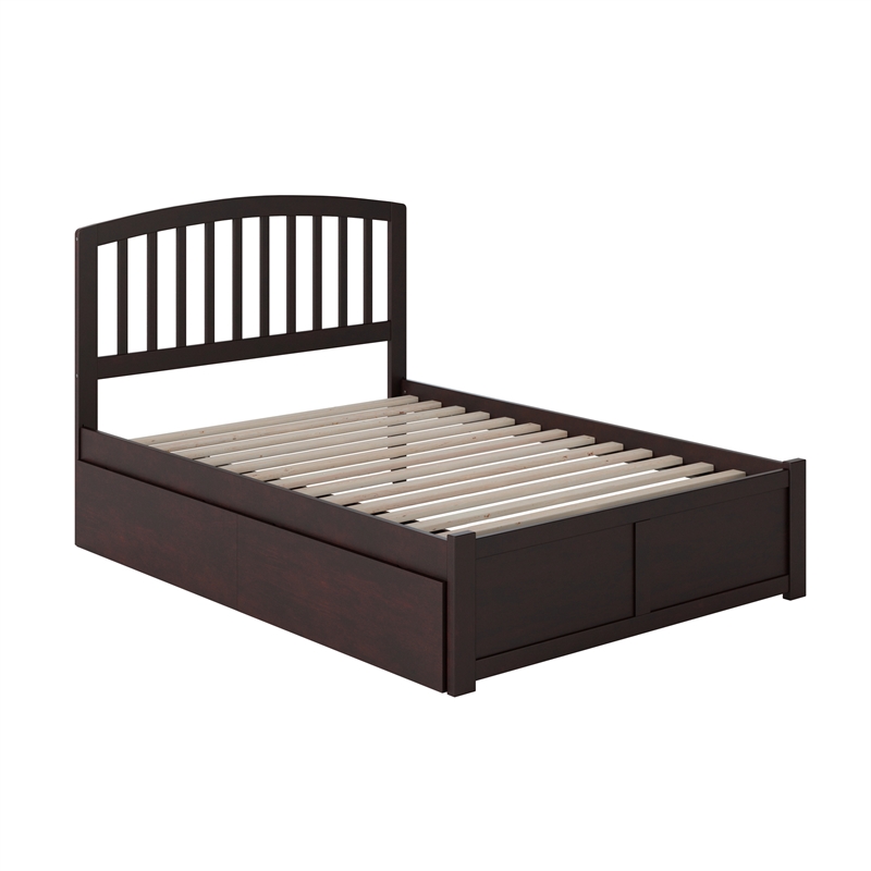 Richmond Full Wood Platform Bed with Footboard and Storage Drawers in Espresso