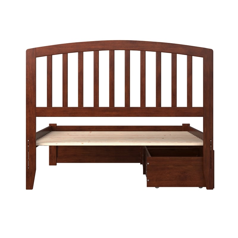 Richmond Full Wood Platform Bed with Footboard and Storage Drawers in Walnut