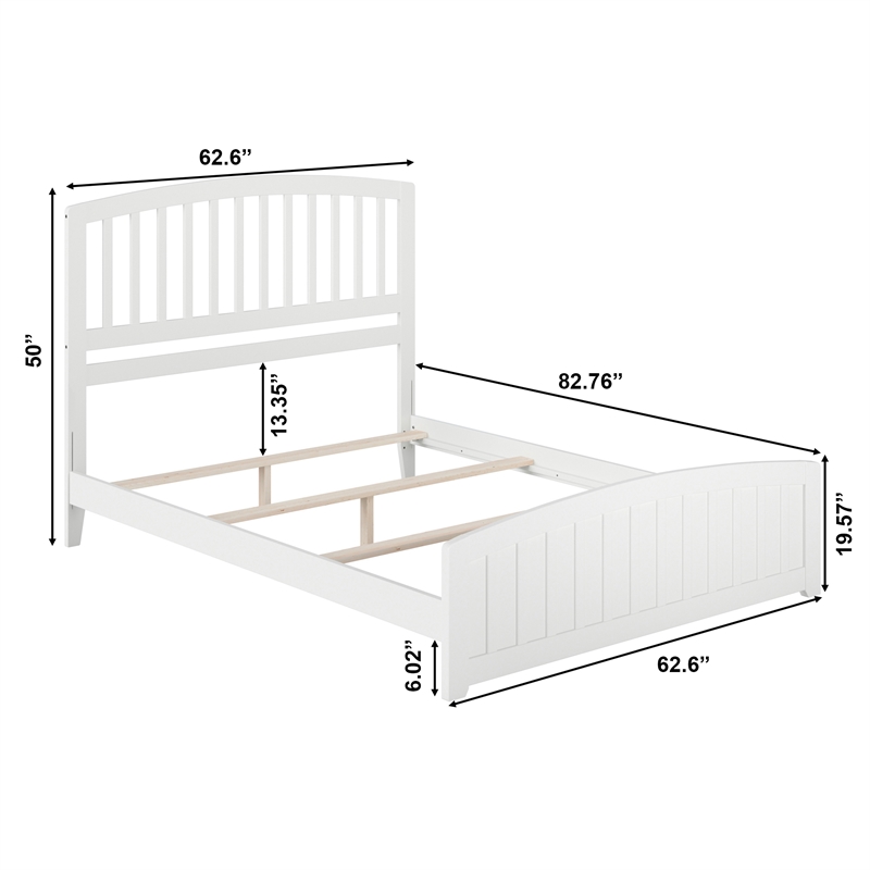 Richmond Queen Wood Foundation Bed with Matching Footboard in White