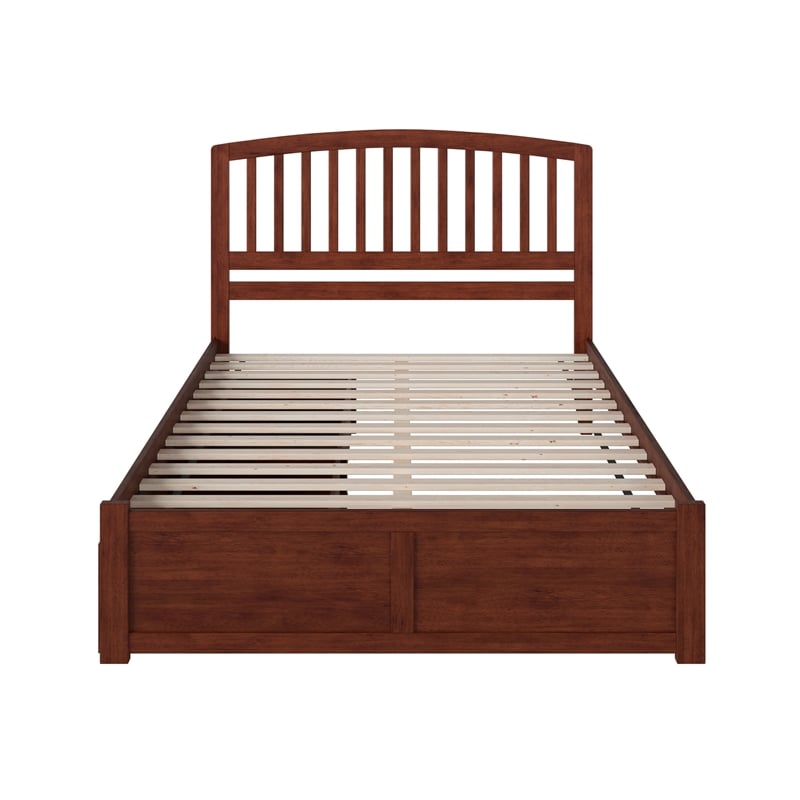 Richmond Wood King Platform Bed with Footboard and Storage Drawers in Walnut