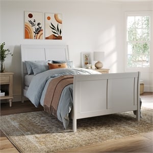 AFI Portland Twin XL Wood Foundation Bed Frame with Matching Footboard White