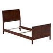 AFI Portland Twin XL Wood Foundation Bed Frame with Matching Footboard Walnut