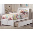 Portland Twin Wood Platform Bed with Footboard and Twin Trundle in White