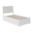 Portland Twin Wood Platform Bed with Footboard and Twin Trundle in White