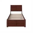 Portland Twin Wood Platform Bed with Footboard and Twin Trundle in Walnut