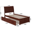 Portland Twin Wood Platform Bed with Footboard and Twin Trundle in Walnut