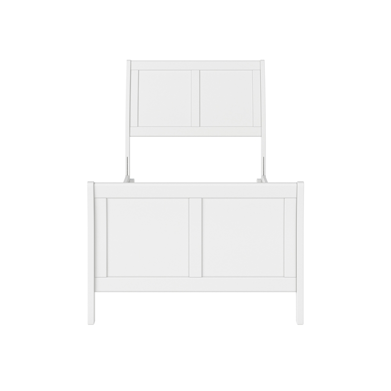AFI Portland Twin Wood Foundation Bed Frame with Matching Footboard White