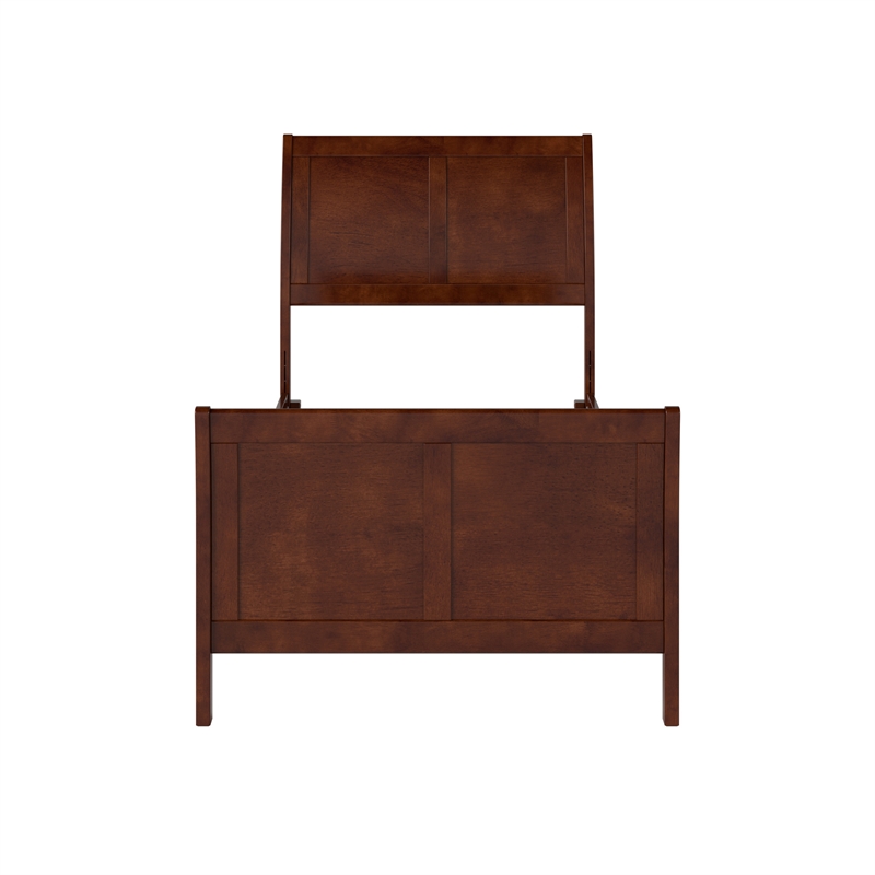 AFI Portland Twin Wood Foundation Bed Frame with Matching Footboard Walnut