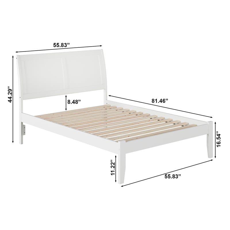 Portland Full Solid Wood Platform Bed in White