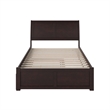 Portland Full Wood Platform Bed with Footboard and Twin Trundle in Espresso