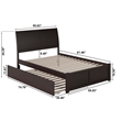 Portland Full Wood Platform Bed with Footboard and Twin Trundle in Espresso