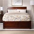 Portland Full Wood Platform Bed with Footboard and Twin Trundle in Walnut