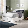 Portland Full Wood Platform Bed with Footboard and Storage Drawers in White