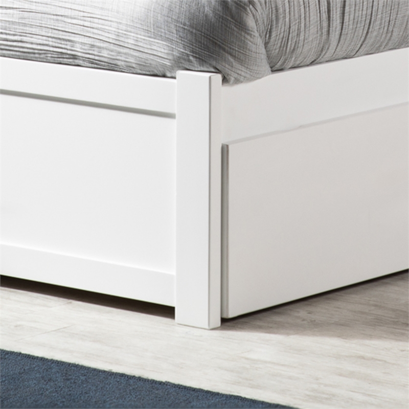 Portland Full Wood Platform Bed with Footboard and Storage Drawers in White