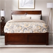 Portland Full Wood Platform Bed with Footboard and Storage Drawers in Walnut