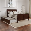 Portland Full Wood Platform Bed with Matching Footboard & Twin Trundle in Walnut