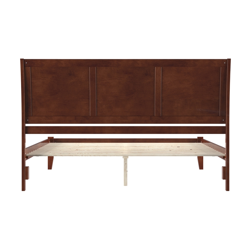 Portland King Solid Wood Platform Bed in Walnut