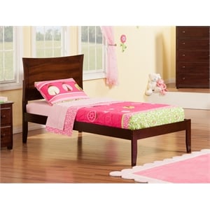 AFI Metro Twin XL Solid Wood Platform Bed with Charging USB in Walnut
