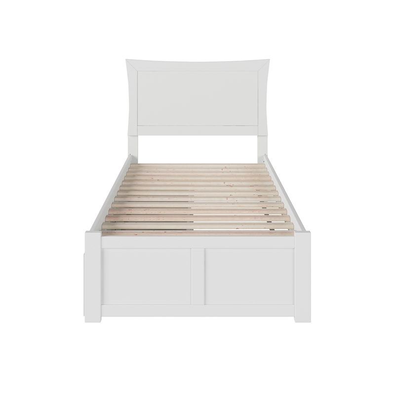 AFI Metro Twin Size Solid Wood Bed with Storage Drawers in White